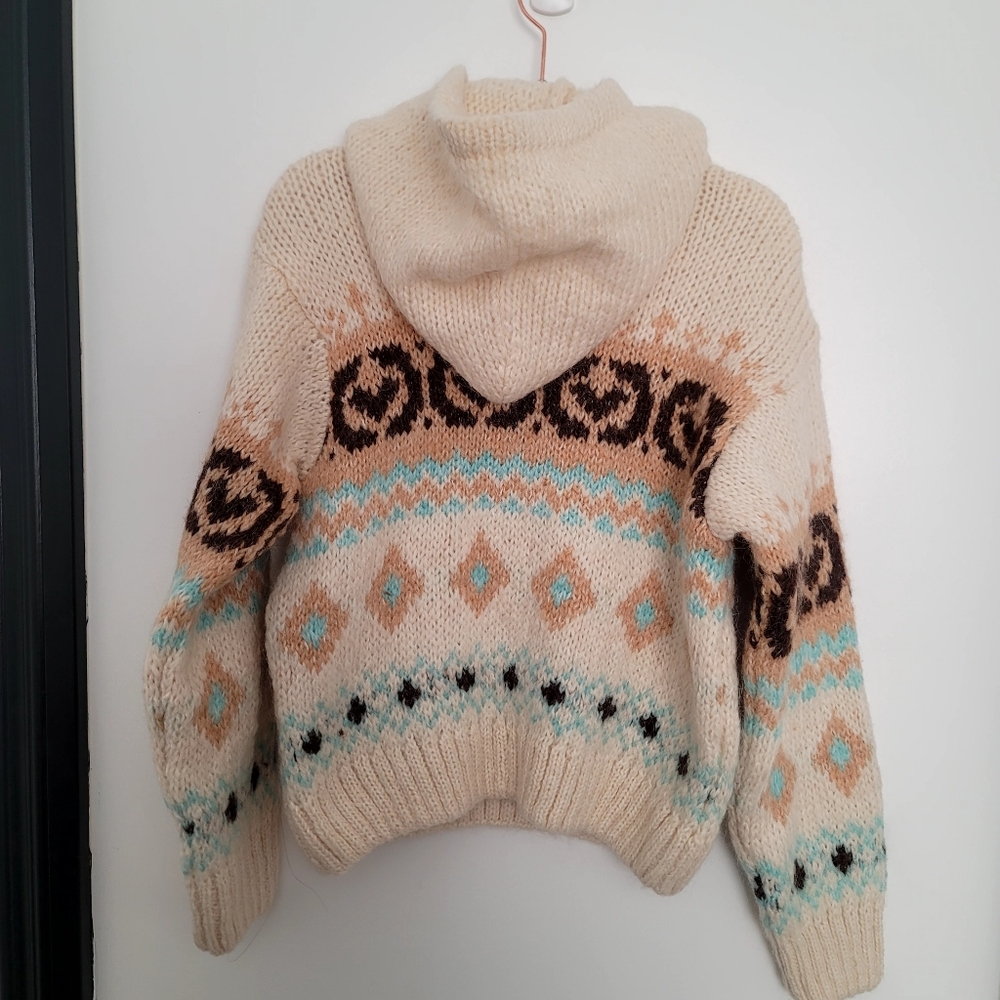 Zara Girls Patterned Wool Blend Knit Hoodie | Size 9-10 - Picture 3 of 17